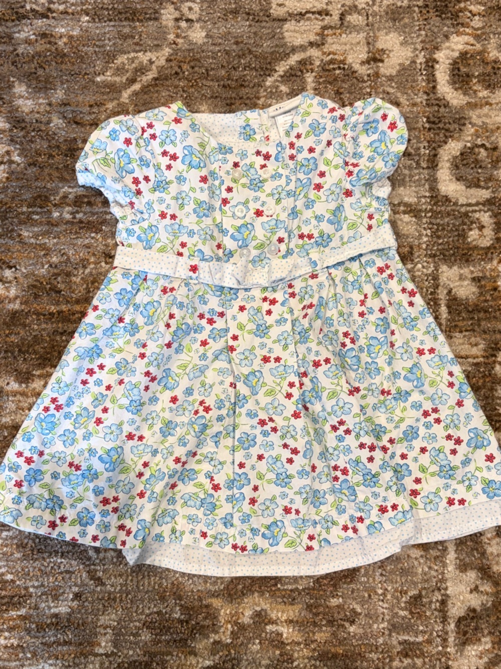 Little Me Floral Cotton Dress in White, Blue, Green, Red size 18 months
